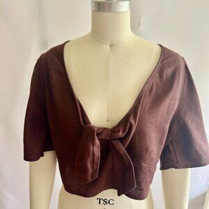 Brown linen crop top